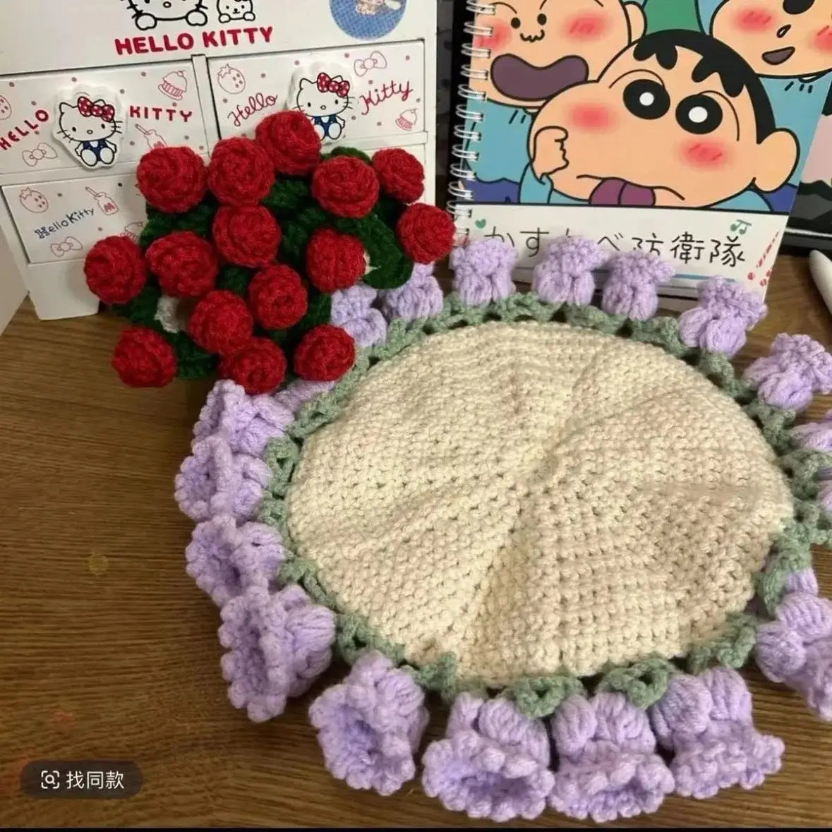 Crochet Rose Coaster DIY Kit – All-in-One Beginner Craft Set with Acrylic Yarn My Store
