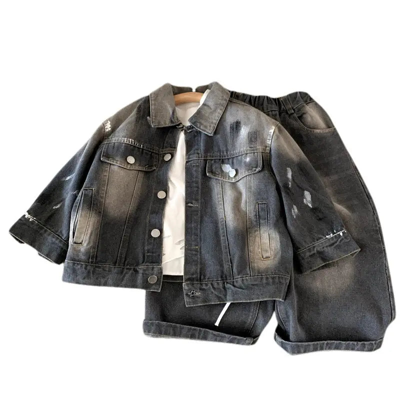 Children's denim jacket long pants two-piece set eprolo