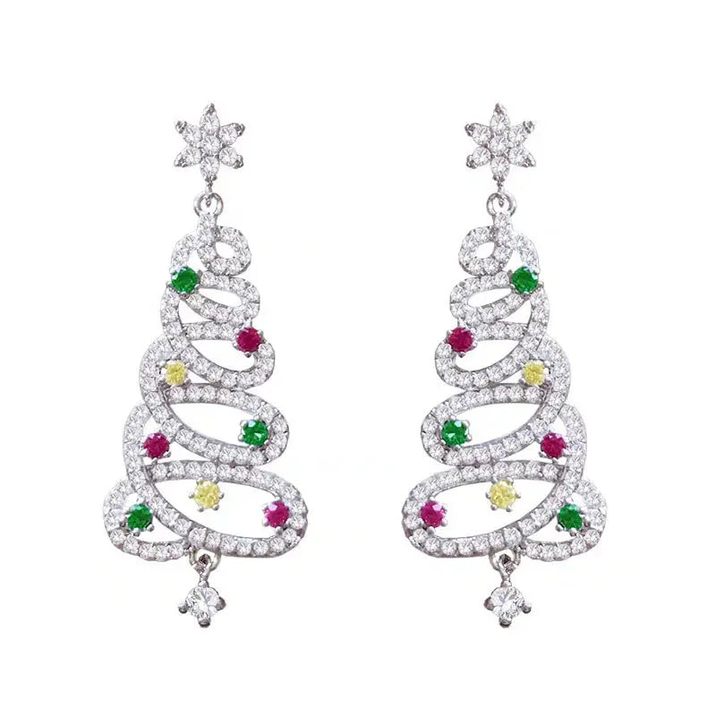 Christmas Tree Rhinestone Earrings My Store