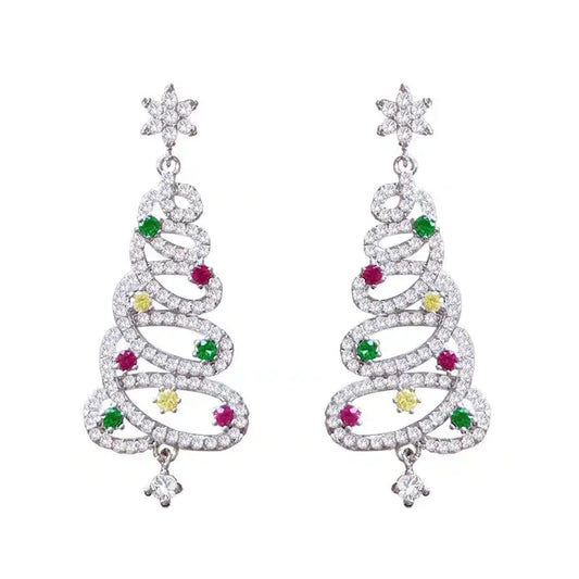 Christmas Tree Rhinestone Earrings My Store