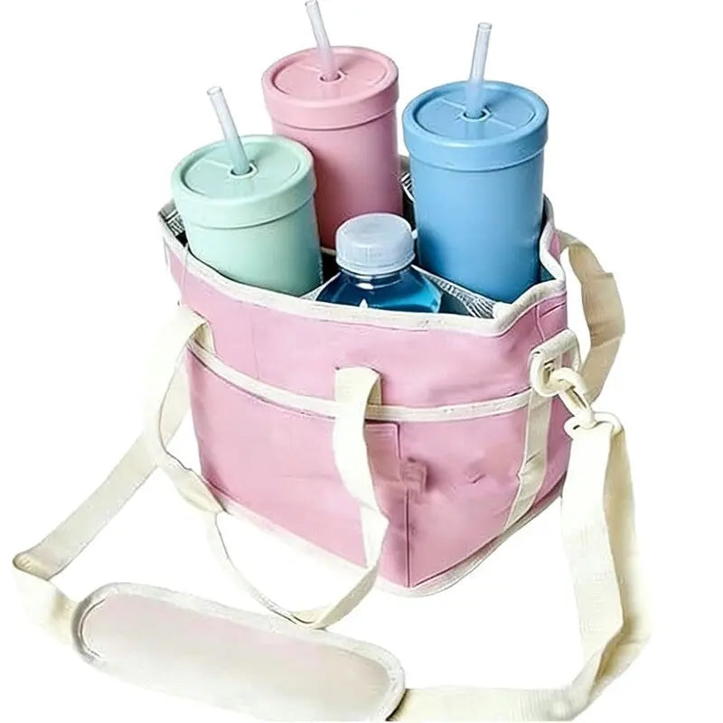 4-Compartment Leakproof Drink Carrier Bag – Adjustable Strap Beverage Holder for Car & Travel eprolo