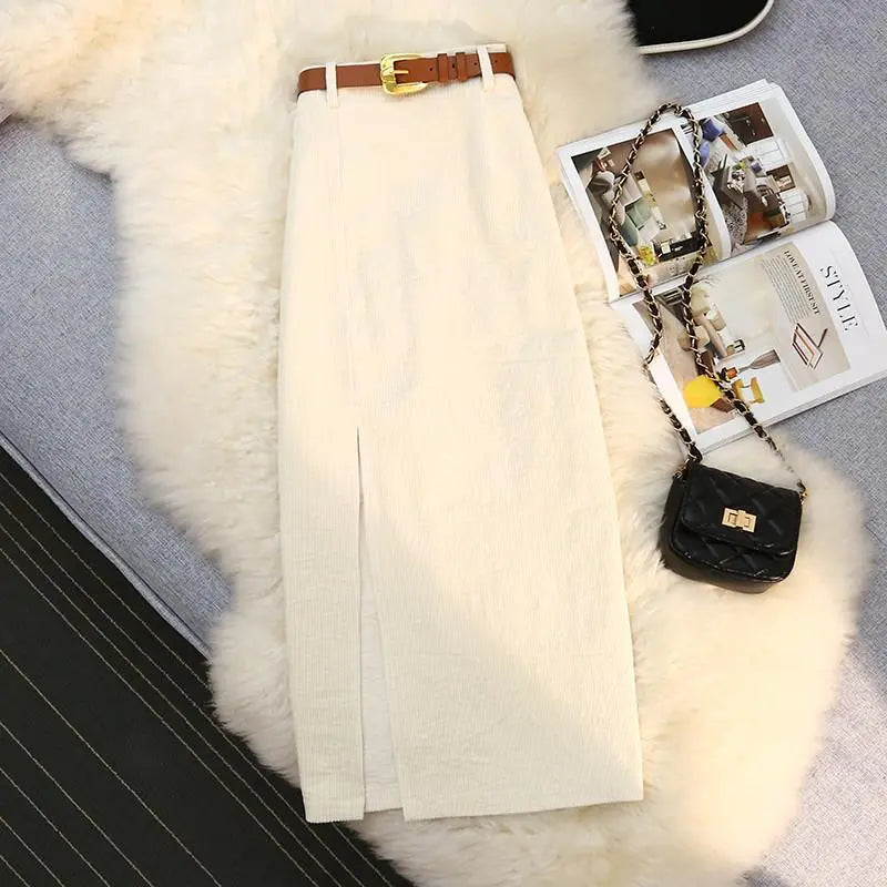 High Waist A-Line Corduroy Skirt for Women My Store
