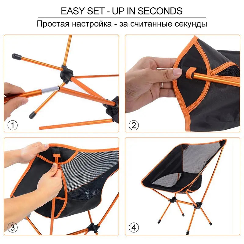 Travel Ultralight Folding Chair Superhard High Load Outdoor Camping Chair Portable Beach Hiking Picnic Seat Fishing Tools Chair eprolo