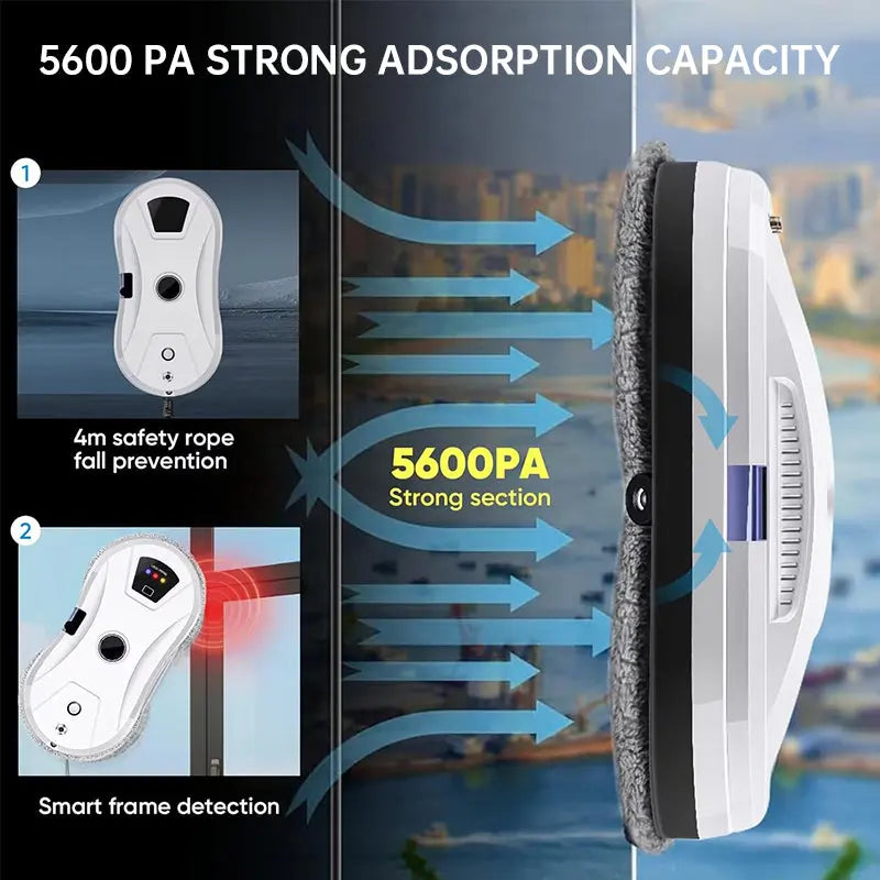 5600Pa Smart Window Cleaning Robot, Ultra-Thin Auto Glass Cleaner with Remote for Home & Office eprolo