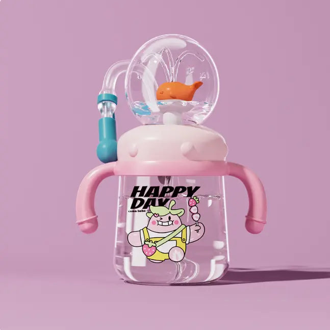 Children's Whale Cartoon Diving Fountain Water Bottle - Tritan Leakproof Sippy Cup (Various Sizes & Colors) My Store