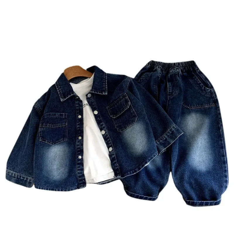 Children's Spring and Autumn Coat Baby Cowboy Two Piece Set eprolo
