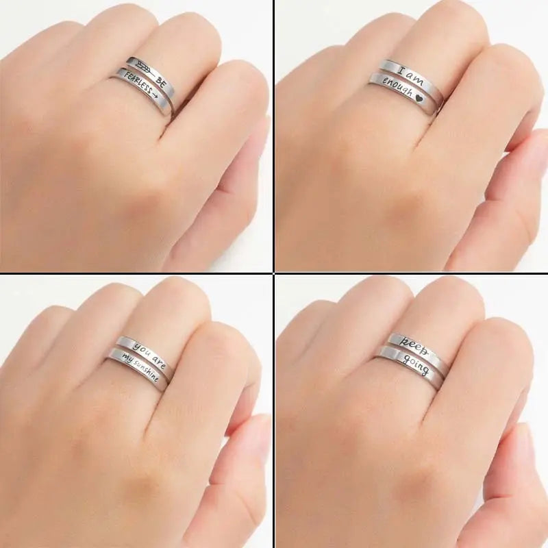 Retro Stainless Steel English Double Ring My Store