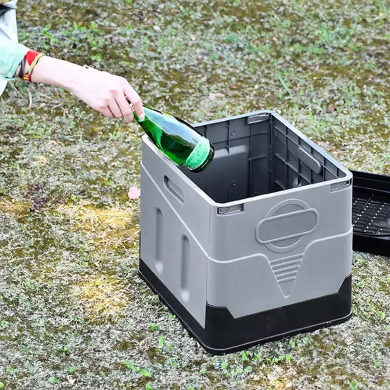 Portable folding camping toilet: adult/child use, self-contained, with lid and seat. eprolo