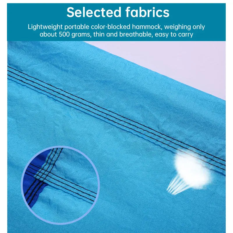 Light double nylon camping hammock with straps. Great for trips, beach, yard & garden. eprolo