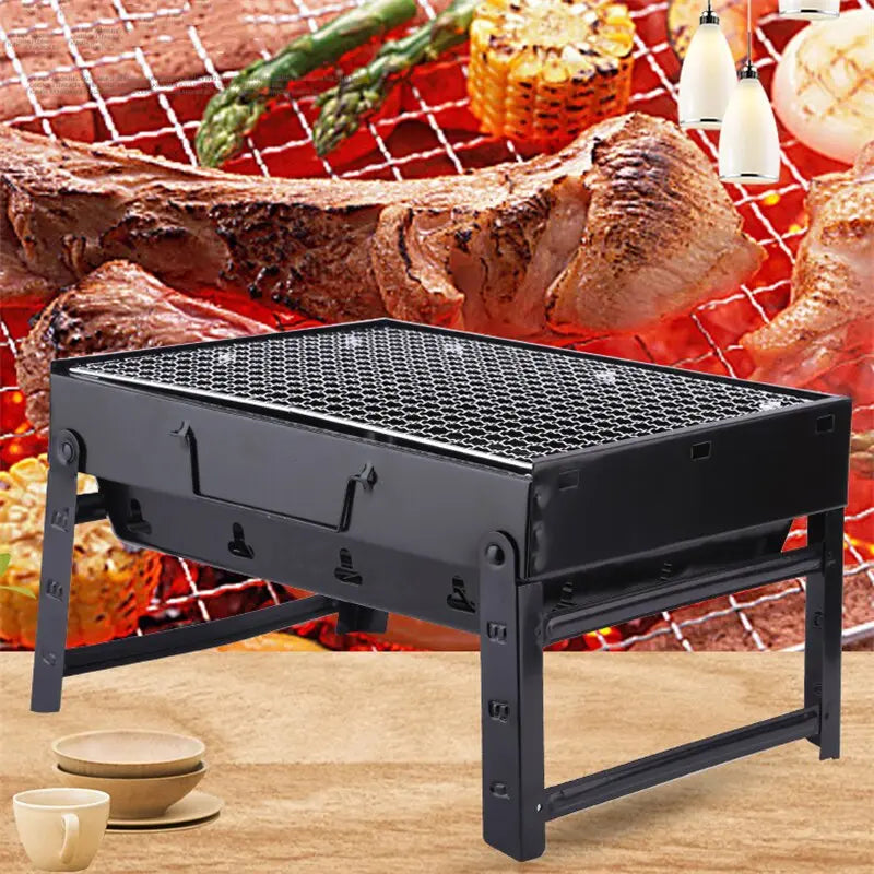 Barbecue Grill Outdoor Camping bbq Foldable Charcoal Grill Household Portable Barbecue Grill Charcoal Stove Skewers BBQ Tool eprolo