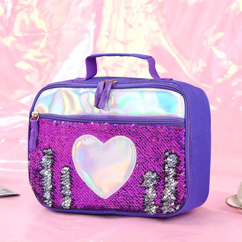 New Sequin Insulation Bag Children's Portable Lunch Bag Sequin Meal Bag Aluminum Foil Insulation Bag Fresh Camping Meal Box eprolo