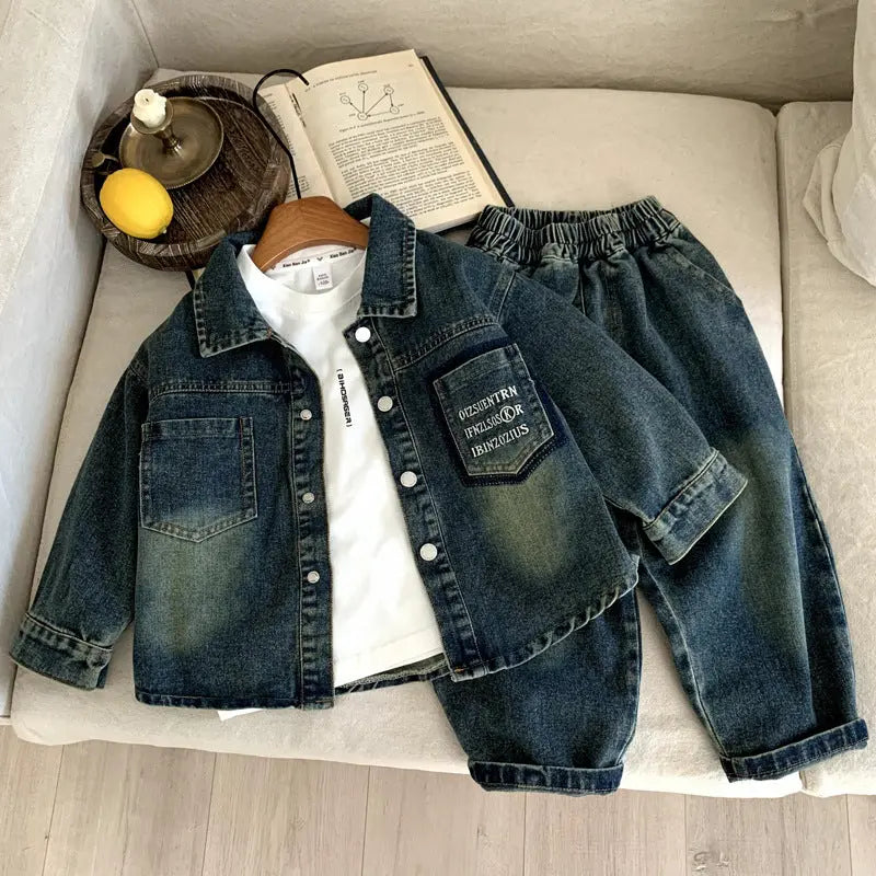 Two piece set of children's and baby's denim clothing eprolo