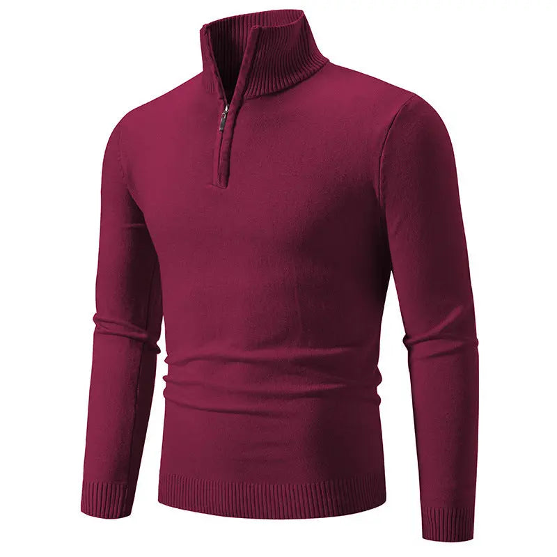 2023 Men's Plus Size Fleece Zip Mock Neck Sweater My Store