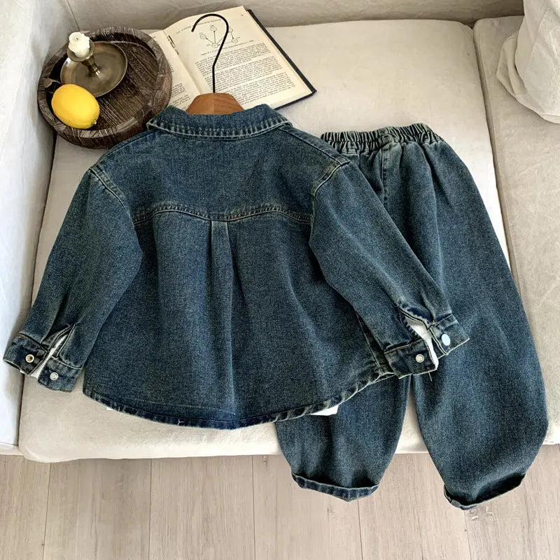 Two piece set of children's and baby's denim clothing eprolo