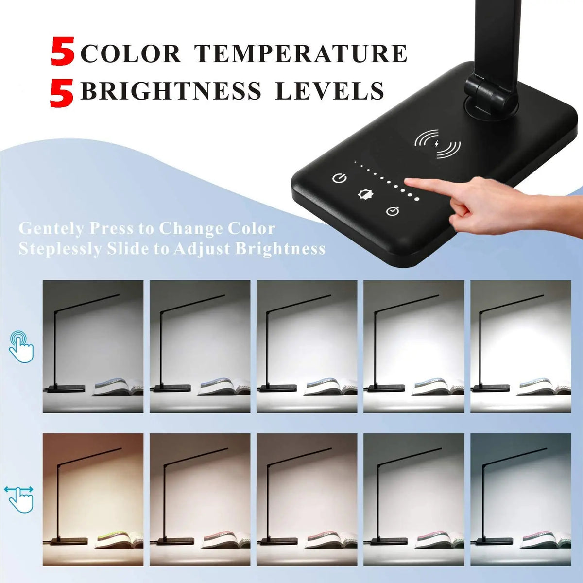 5 Lighting Mode LED Desk Lamp + Wireless Phone Charger MyStore