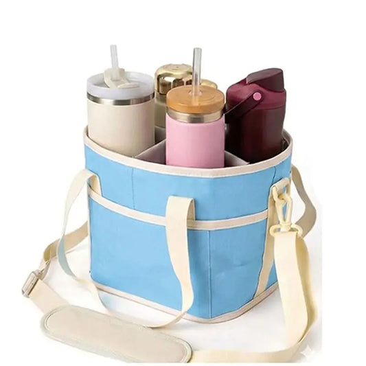 4-Compartment Leakproof Drink Carrier Bag – Adjustable Strap Beverage Holder for Car & Travel eprolo