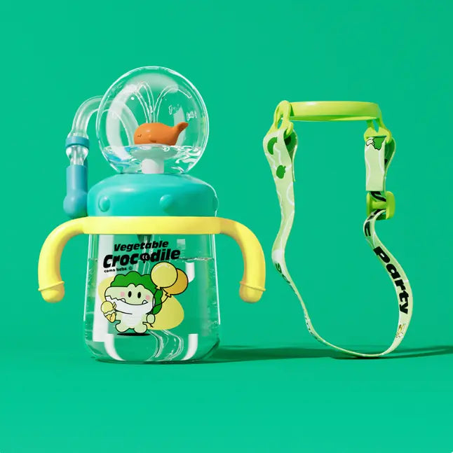 Children's Whale Cartoon Diving Fountain Water Bottle - Tritan Leakproof Sippy Cup (Various Sizes & Colors) My Store