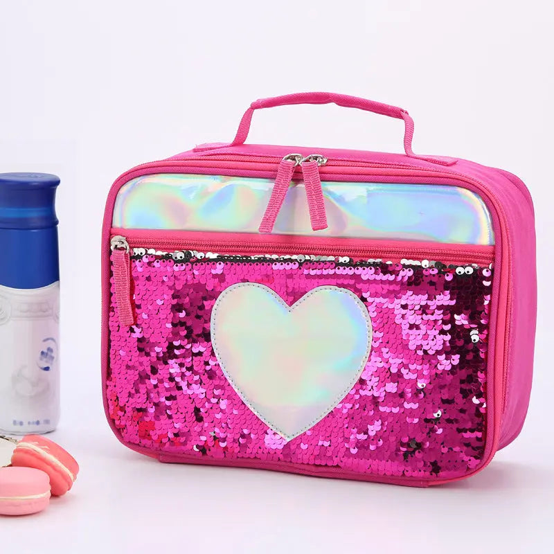 New Sequin Insulation Bag Children's Portable Lunch Bag Sequin Meal Bag Aluminum Foil Insulation Bag Fresh Camping Meal Box eprolo