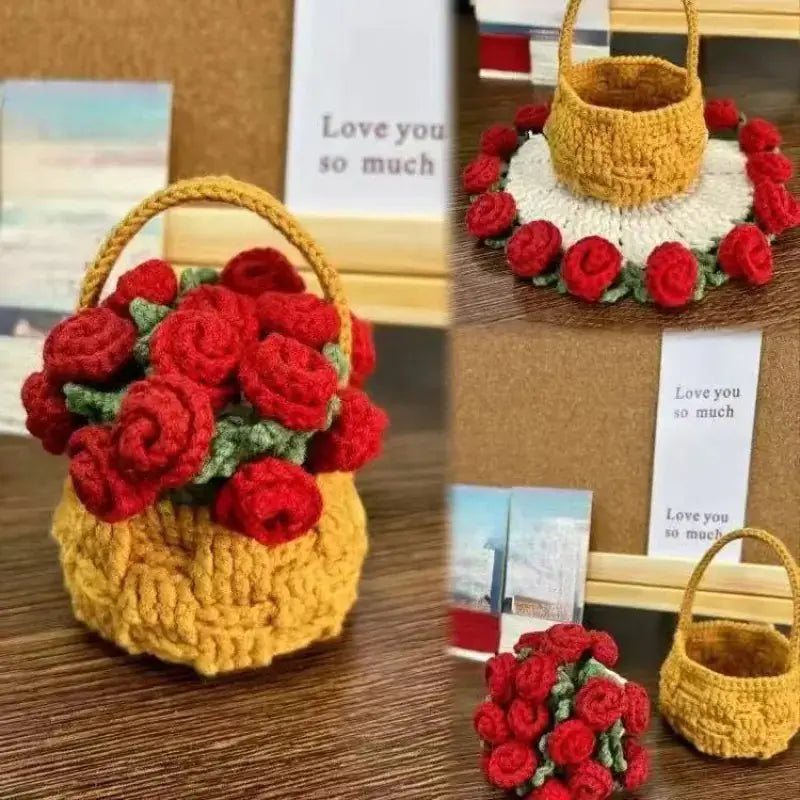 Crochet Rose Coaster DIY Kit – All-in-One Beginner Craft Set with Acrylic Yarn My Store