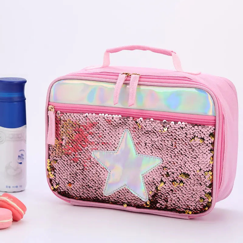 New Sequin Insulation Bag Children's Portable Lunch Bag Sequin Meal Bag Aluminum Foil Insulation Bag Fresh Camping Meal Box eprolo