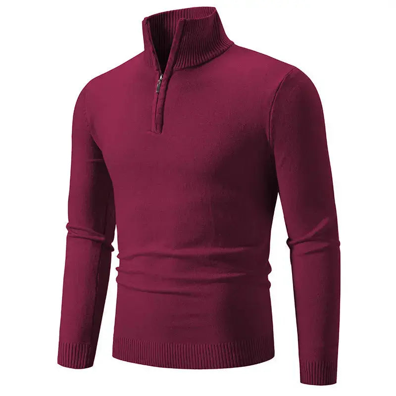 2023 Men's Plus Size Fleece Zip Mock Neck Sweater My Store