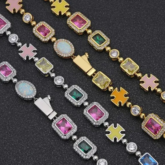 Gold-Plated Hip-Hop Gemstone Necklace MyStore