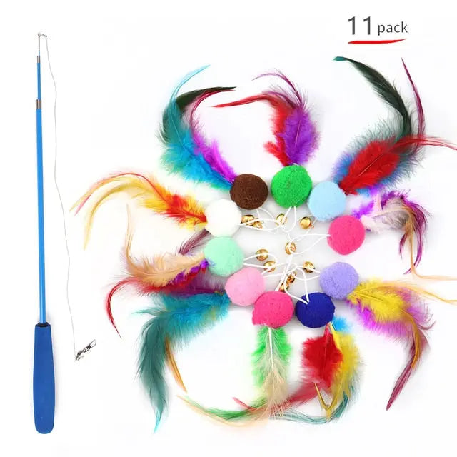 Retractable Cat Feather Toy for Indoor Cats MyStore