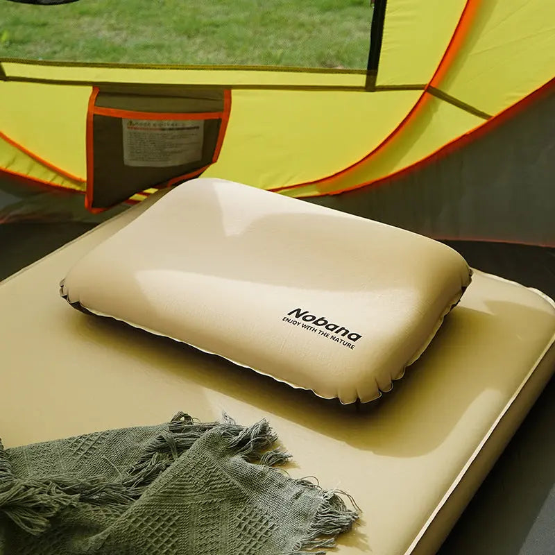 Outdoor 3D Sponge Pillow Automatic Inflatable Pillow Camping Tent Air Cushion Pillow Travel Portable Cervical Neck Pillow eprolo