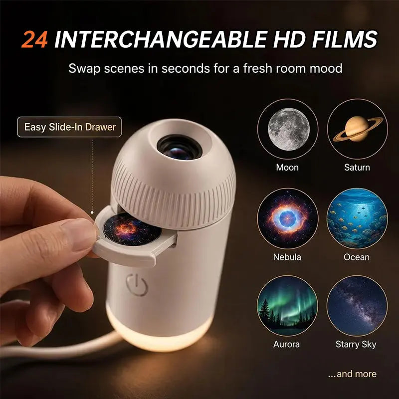 5D Holographic Galaxy & Ocean Projector – Smart LED Night Light with 24 Films for Bedroom & Party Décor eprolo