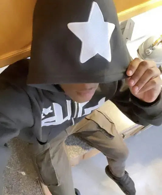 Star Printed Zip Up Hoodies My Store
