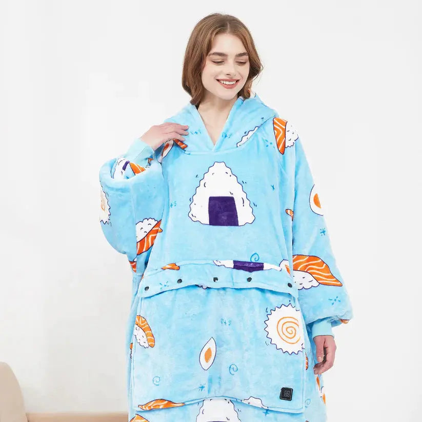 Heated Hoodie Blanket – Wearable Electric Plush Blanket with Adjustable Heat & Pockets My Store