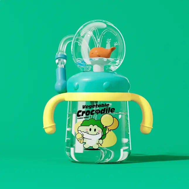 Children's Whale Cartoon Diving Fountain Water Bottle - Tritan Leakproof Sippy Cup (Various Sizes & Colors) My Store