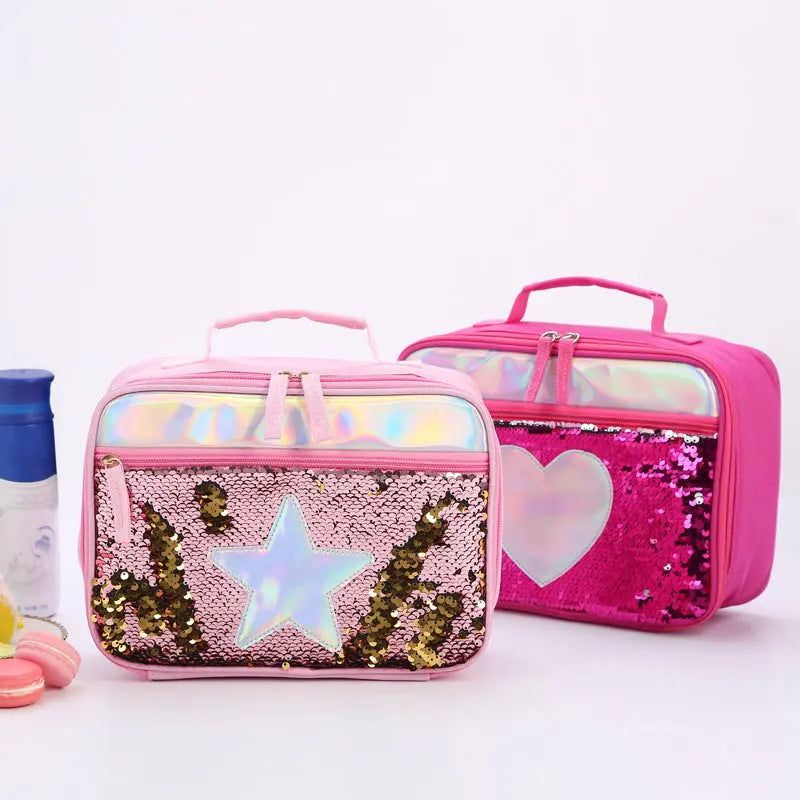 New Sequin Insulation Bag Children's Portable Lunch Bag Sequin Meal Bag Aluminum Foil Insulation Bag Fresh Camping Meal Box eprolo