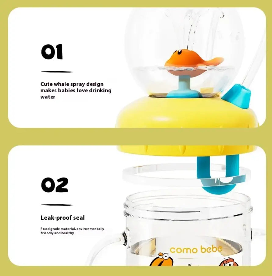 Children's Whale Cartoon Diving Fountain Water Bottle - Tritan Leakproof Sippy Cup (Various Sizes & Colors) My Store