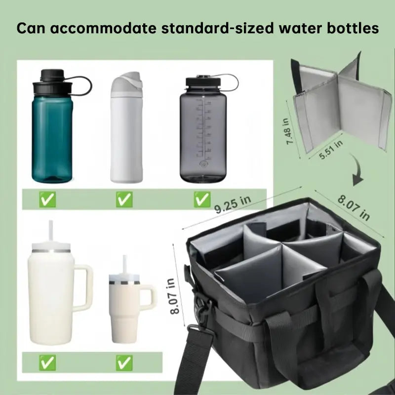 4-Compartment Leakproof Drink Carrier Bag – Adjustable Strap Beverage Holder for Car & Travel eprolo