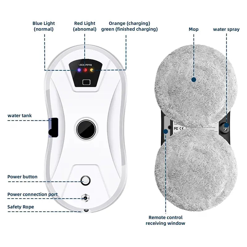 5600Pa Smart Window Cleaning Robot, Ultra-Thin Auto Glass Cleaner with Remote for Home & Office eprolo