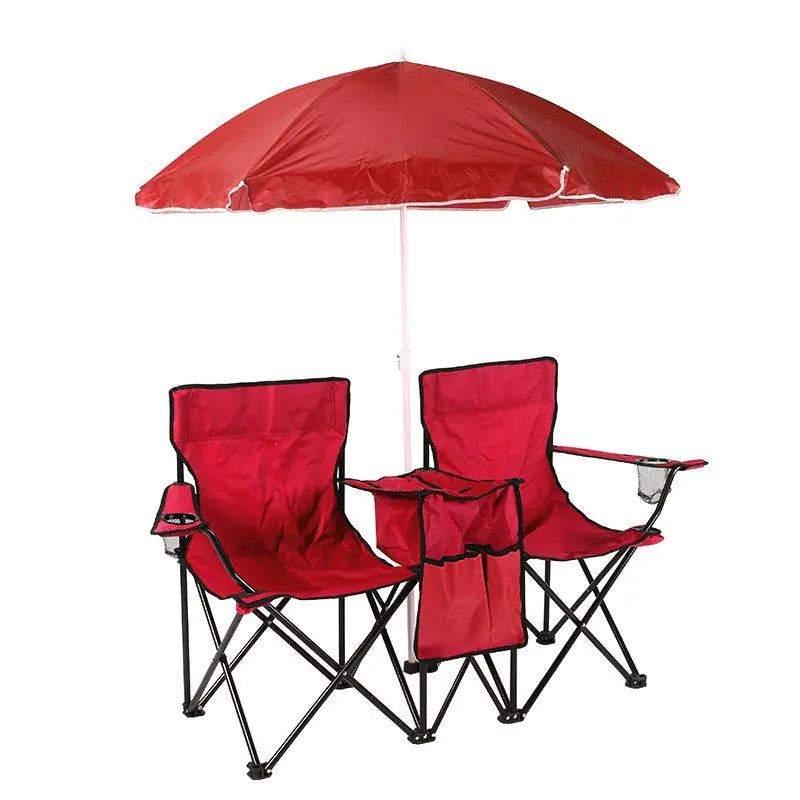 Double Camping Loveseat with Canopy – 600 lb Capacity, Cup Holders & Side Table, Foldable Outdoor Chair for Beach & Park eprolo