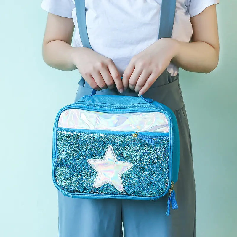 New Sequin Insulation Bag Children's Portable Lunch Bag Sequin Meal Bag Aluminum Foil Insulation Bag Fresh Camping Meal Box eprolo