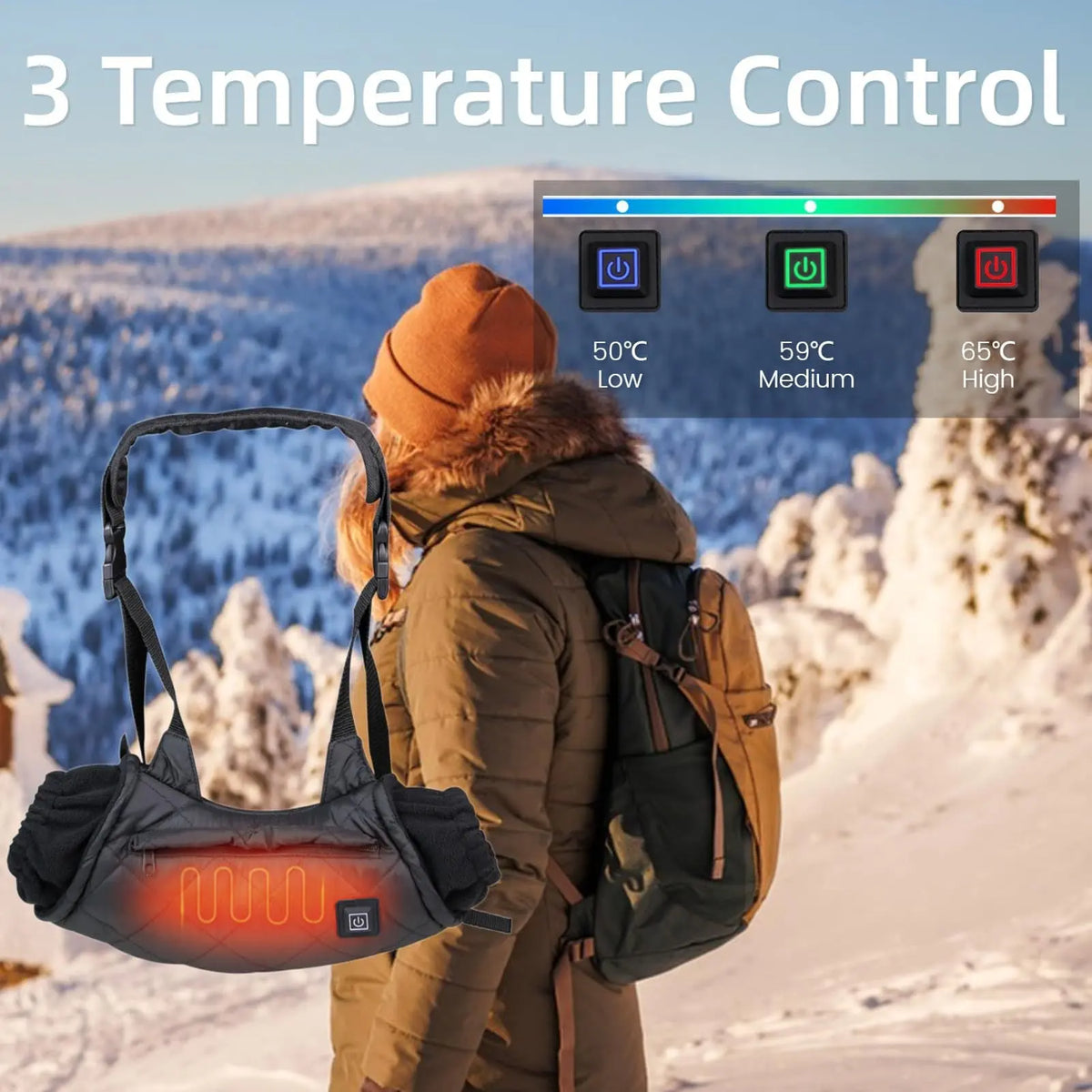 Ice fishing equipment outdoor camping heated warm gloves three speed adjustable heating warm handbag eprolo