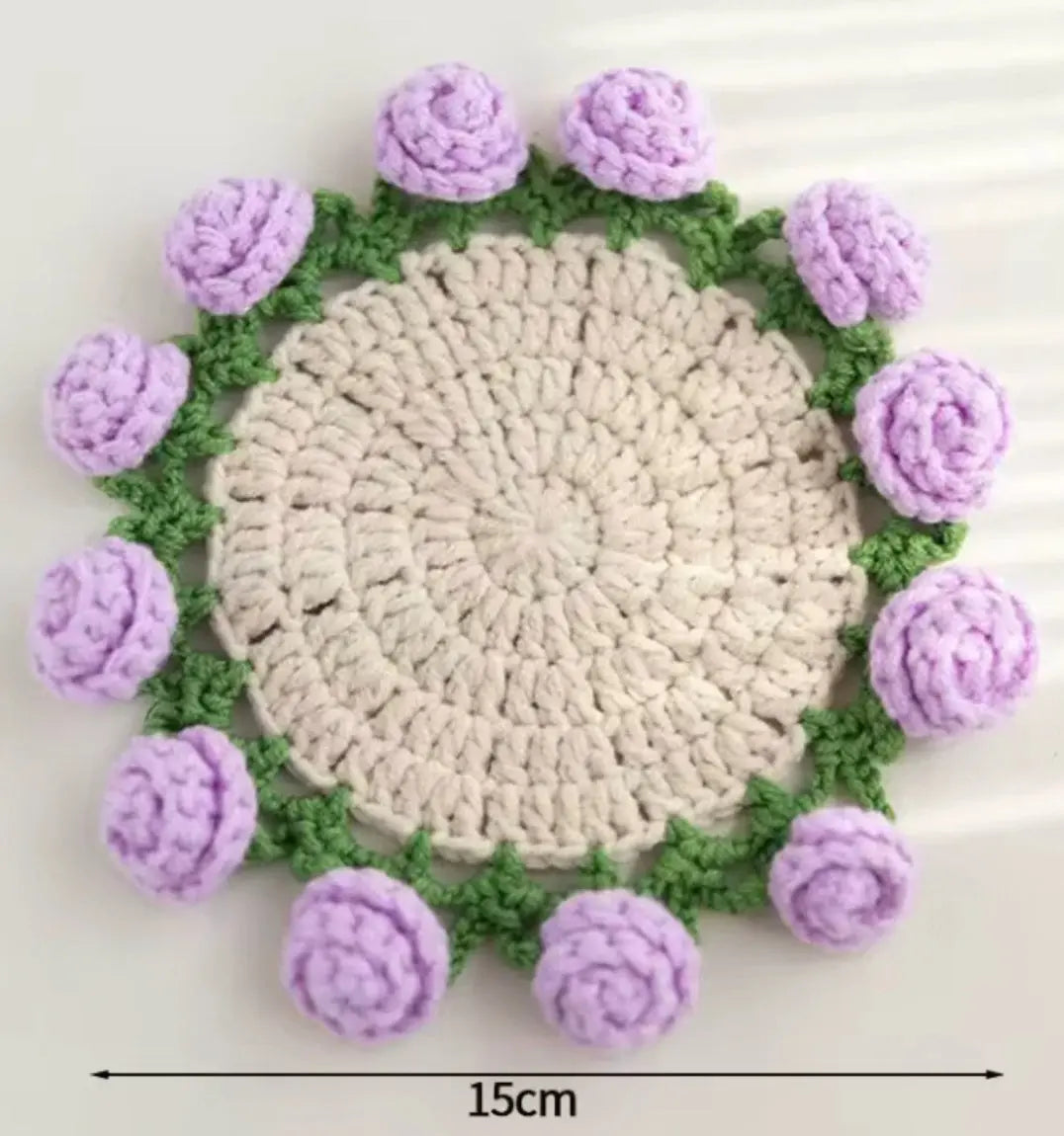 Crochet Rose Coaster DIY Kit – All-in-One Beginner Craft Set with Acrylic Yarn My Store