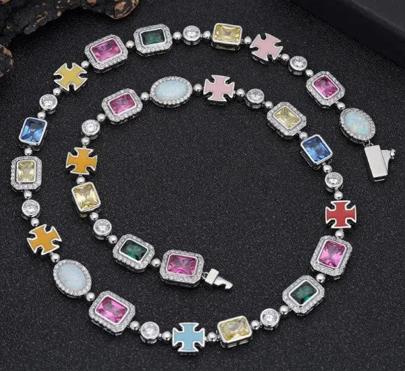 Gold-Plated Hip-Hop Gemstone Necklace MyStore