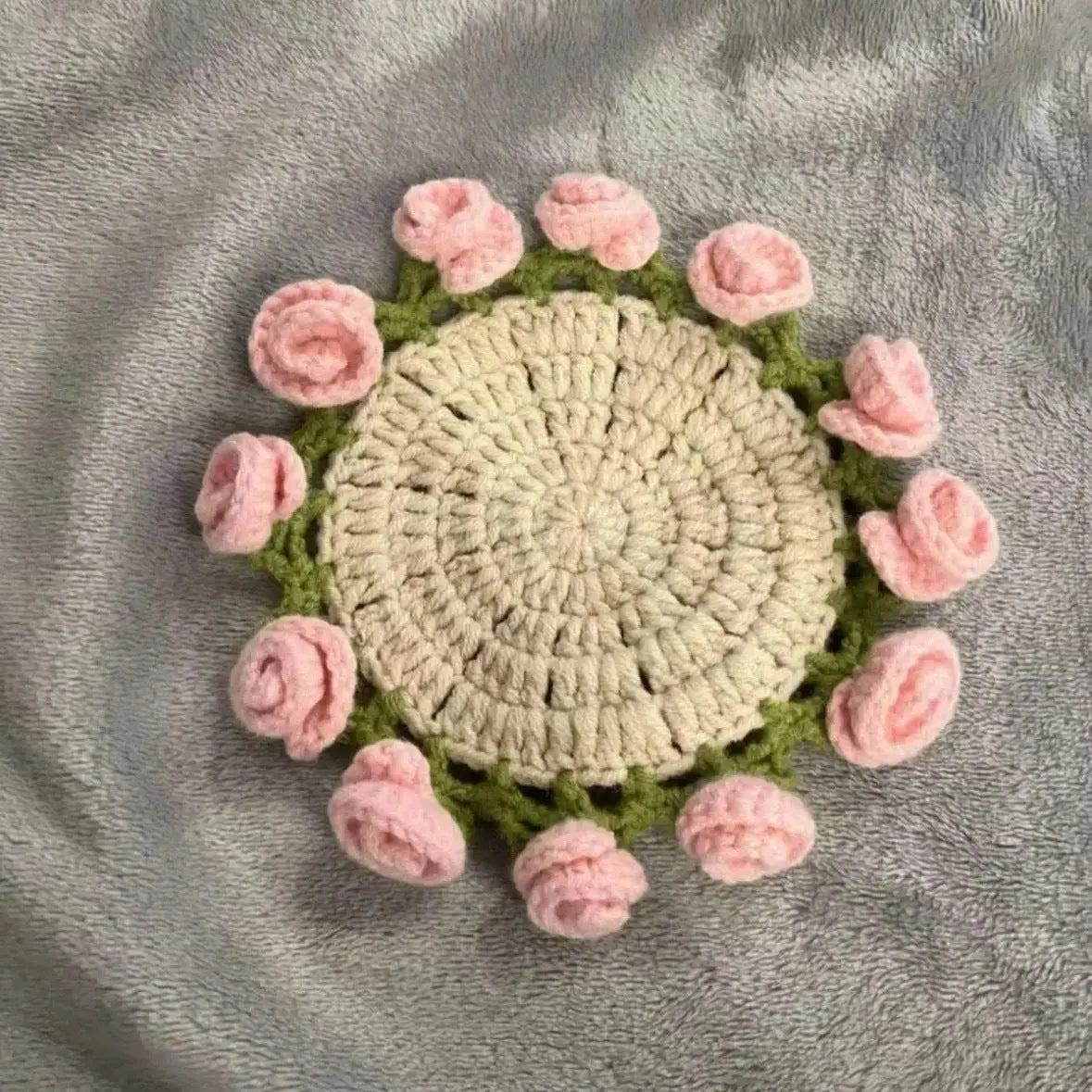 Crochet Rose Coaster DIY Kit – All-in-One Beginner Craft Set with Acrylic Yarn My Store