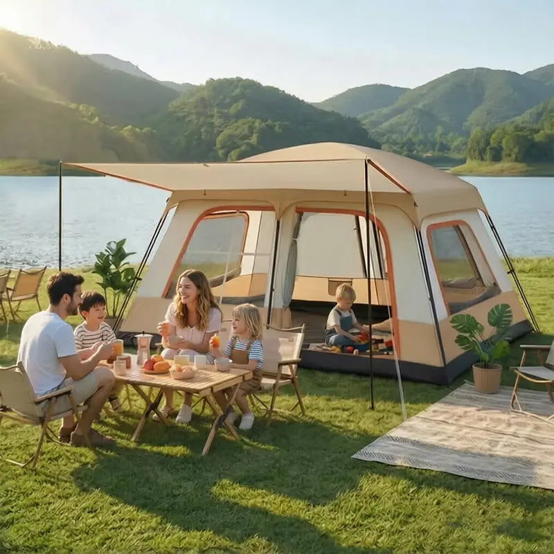 4-6 Person Family Camping Tent, Waterproof Portable Tent with Carry Bag for Car Camping eprolo
