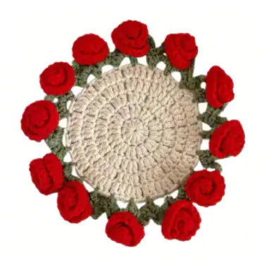 Crochet Rose Coaster DIY Kit – All-in-One Beginner Craft Set with Acrylic Yarn My Store