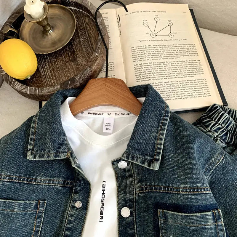 Two piece set of children's and baby's denim clothing eprolo