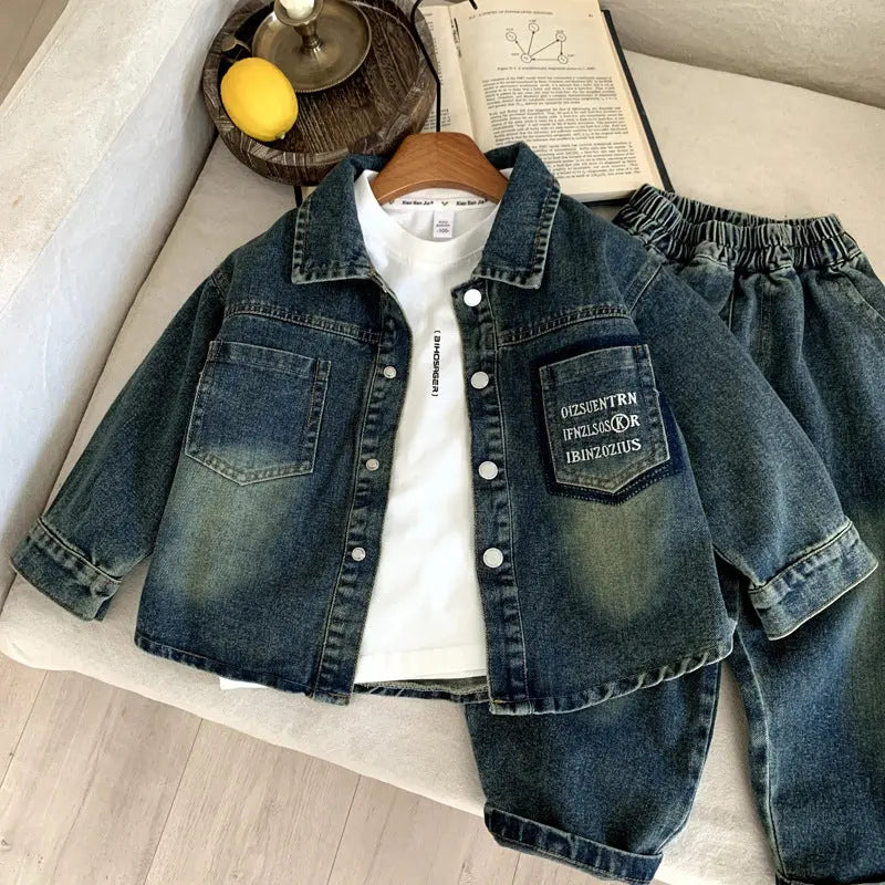 Two piece set of children's and baby's denim clothing eprolo