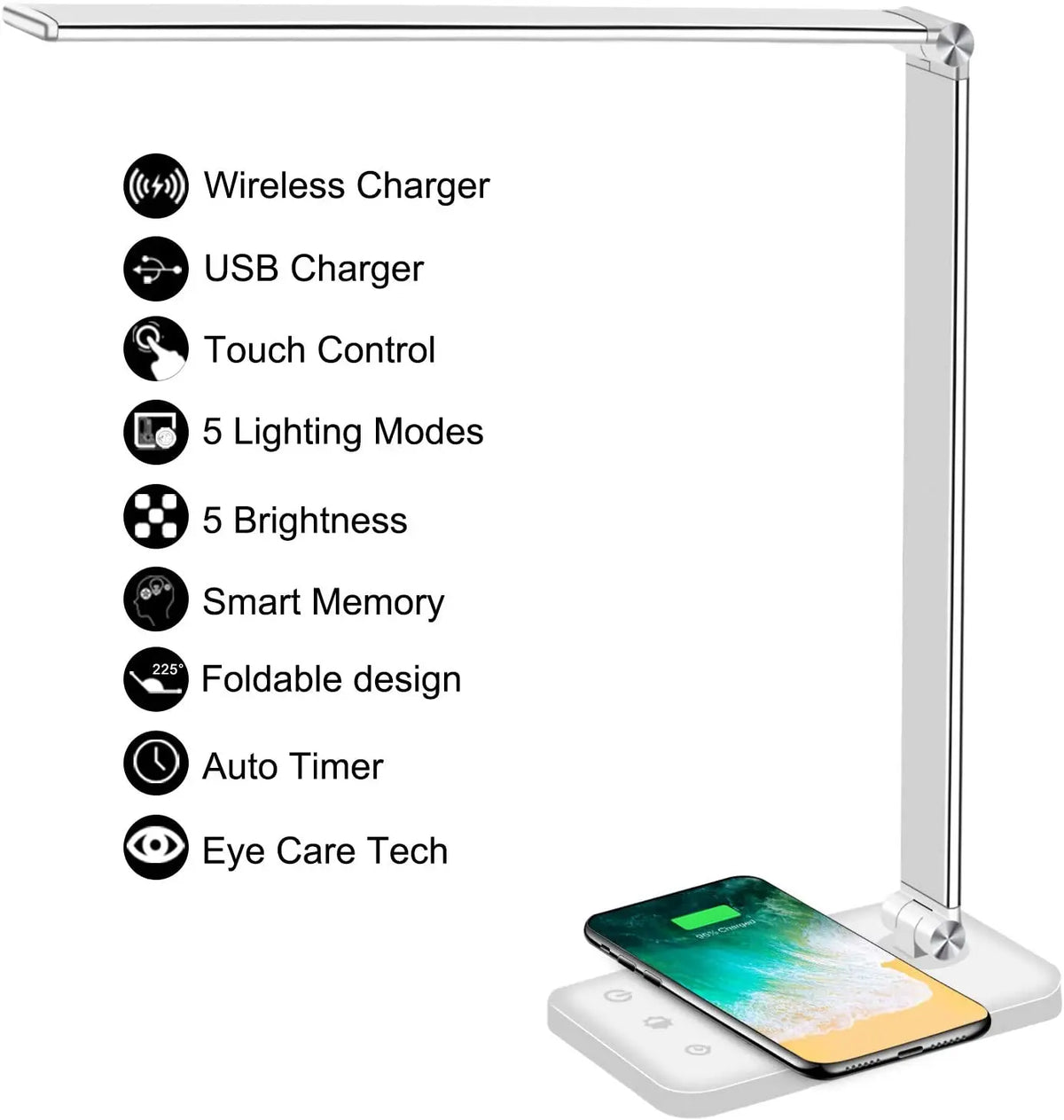 5 Lighting Mode LED Desk Lamp + Wireless Phone Charger MyStore