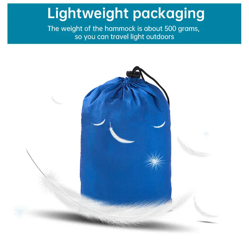 Light double nylon camping hammock with straps. Great for trips, beach, yard & garden. eprolo