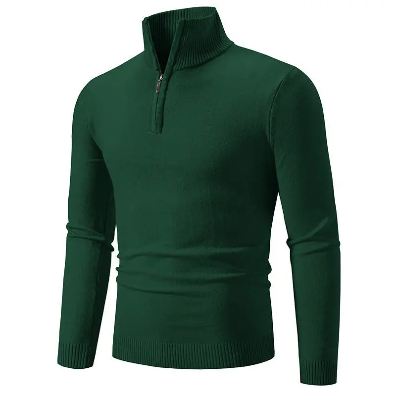2023 Men's Plus Size Fleece Zip Mock Neck Sweater My Store