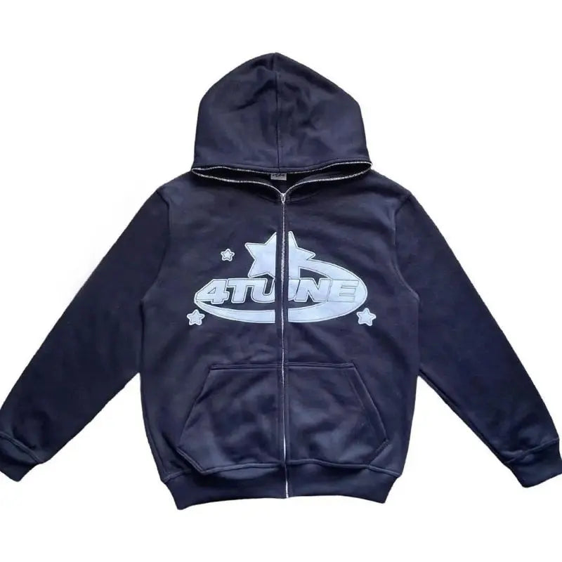 Star Printed Zip Up Hoodies My Store